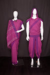 Magenta Aahar Joda with Purple Border