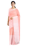 Peach Saree with White Border