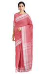 Red Saree with White Border
