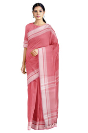 Red Saree with White Border