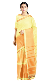 Fire Orange Lemon Yellow Saree with Sem Border