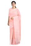 Pink Saree with White Striped and Border