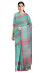 Cyan Saree with Magenta Border