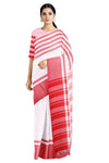 White Saree with Red Border