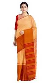 Yellow and Orange Saree with White and Orange Border