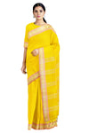 Yellow Lining Saree with Pink and Golden Border