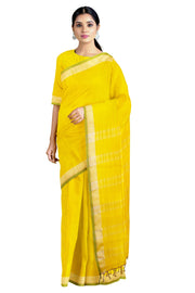 Yellow Lining Saree with Golden and Green Border