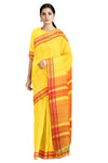 Lemon Yellow Saree with Red Striped and Border