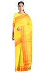 Corn Yellow Saree with Orange Striped and Orange Border