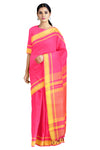 Magenta Pink Saree with Yellow Border