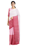 Red, Pink and White Striped Saree