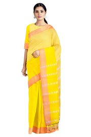 Bumblebee and Laguna Yellow Saree with Orange Border