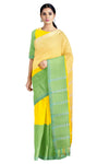 Green, Yellow and Golden Saree with Same Borders