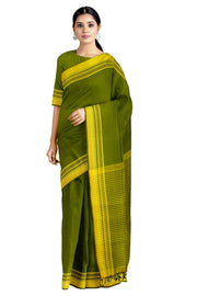 Green Saree with Yellow Border