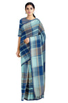Beige, Light and Dark Blue Striped Saree with Same Border