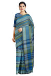 Blue and Green Striped Saree with Same Borders