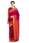 Magenta Saree with Yellow Border