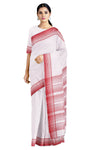 White Saree with Red Border