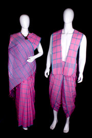 Pink Couple Set with Blue Checks and Border