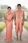 Peach Couple Set with White Checks