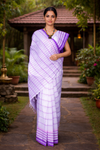 White Saree with Pink and Purple Border and Checks