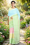 Multi Color Saree with White Striped Border