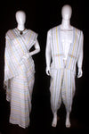 White, Yellow, Blue, Green and Pink Striped Aahar Joda