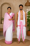 White Couple Set with Magenta Border