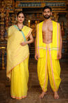 Yellow Couple Set with White, Pink and Green Border