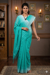 Green Saree with White Border