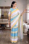Multi Color Saree with Yellow, Blue Border