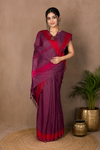 Violet Saree with Red Border