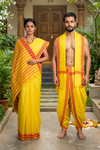 Yellow Couple Set with White and Vermilion Red Border