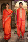 Orange Couple Set with White and Red Border