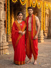 Red Couple Set with Green, Orange and Yellow Linings and Border