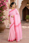 Pink Saree with Magenta Border