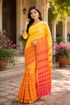 Yellow and Amber Orange saree with Yellow, Amber Orange Border