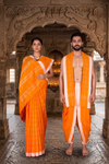 Orange Couple Set with White Checks and Border