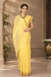 Yellow Saree with Brown Border and White Linings