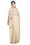 Off White Saree with Beige and Peach Border