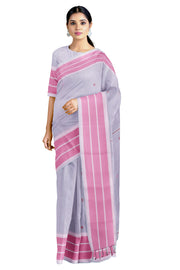 Light Lavender Purple Saree with Magenta and Pink Border and Butis