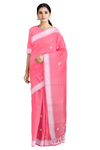 Coral Saree with Butis and White Border