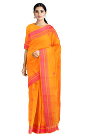 Orange Saree with Butis and Red Border