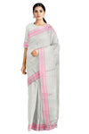 Gray Saree with Butis and Magenta Border