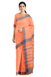 Orange Saree with Blue Border and Butis