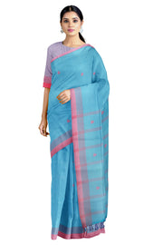 Blue Saree with Red Border and Butis