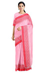 Pink Saree with Butis and Red Border