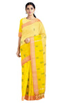 Butter and Cadmium Yellow Saree with Orange Border and White and Green Striped Butis
