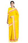 Yellow Saree with Golden and Pink Border and Butis
