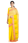 Daffodil and Cadmium Yellow Saree with Orange Border and Green Butis